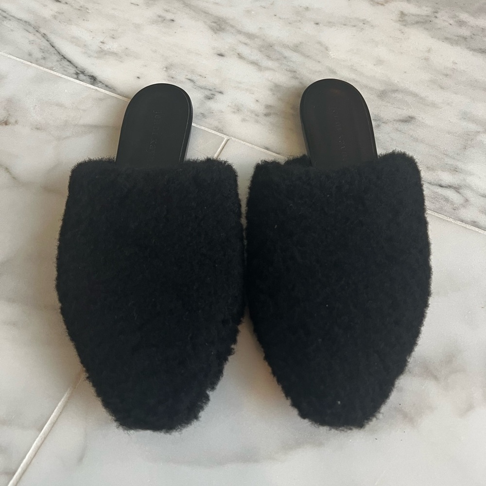 Cozy Jenni Kayne Black Shearling Women's Slip-On Shoes